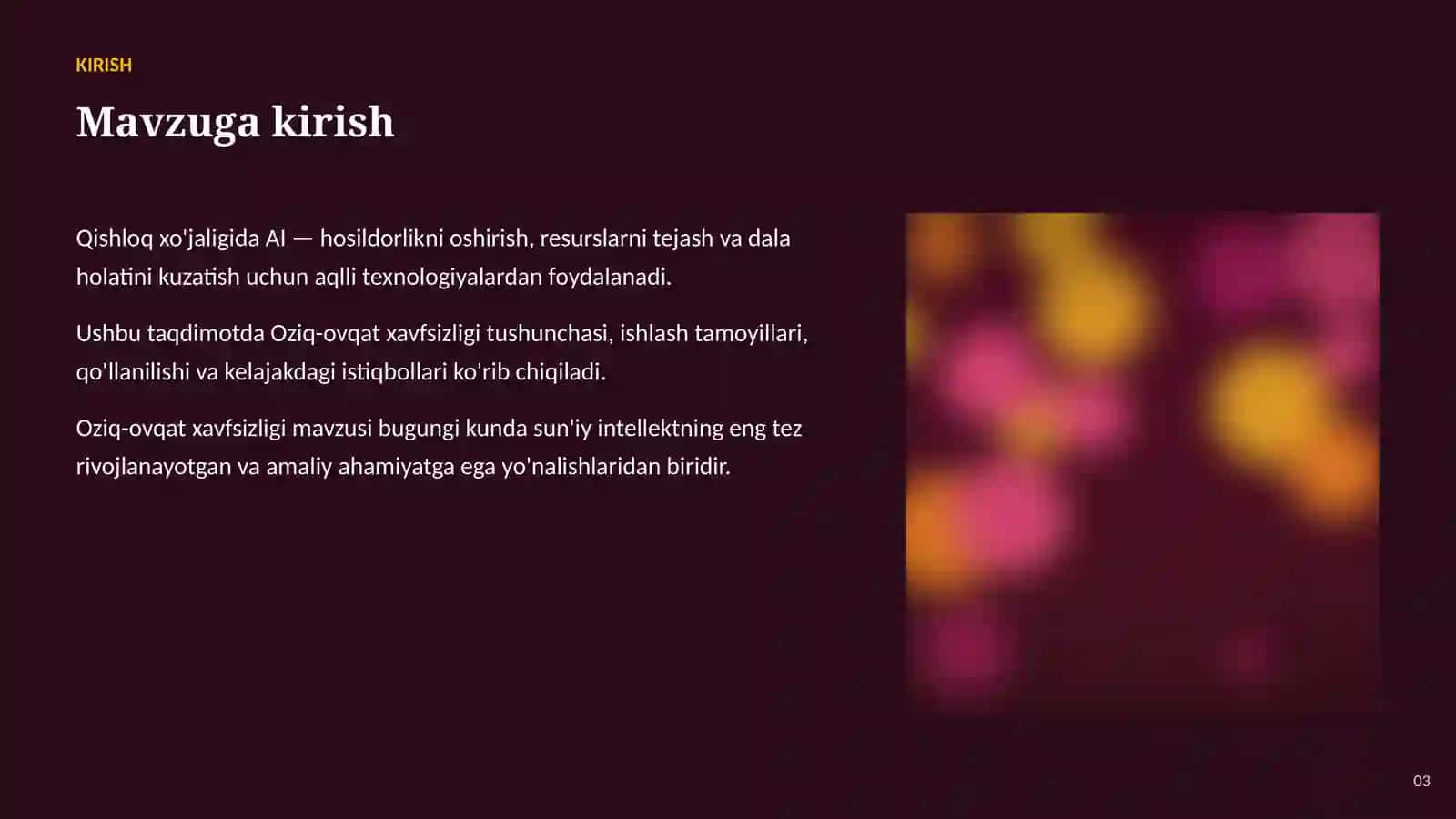 SUN'IY INTELLEKT • AI QISHLOQ XO'JALIGIDA 3