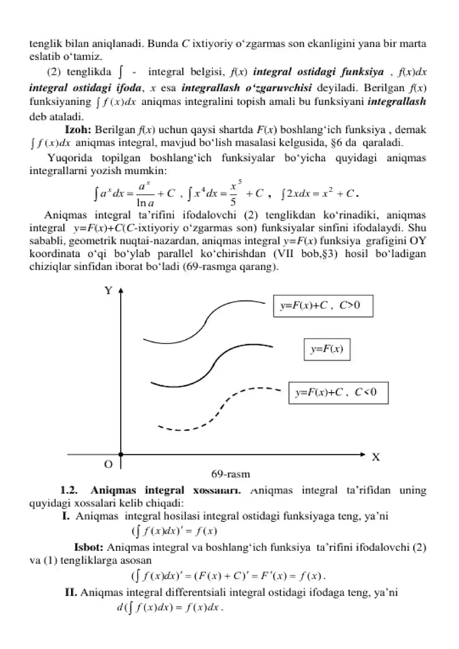 Boshlang'ich funksiya va aniqmas integral. Aniq integral va uning asosiy xossalari 3