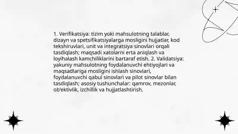Verifikatsiya va validatsiya 3