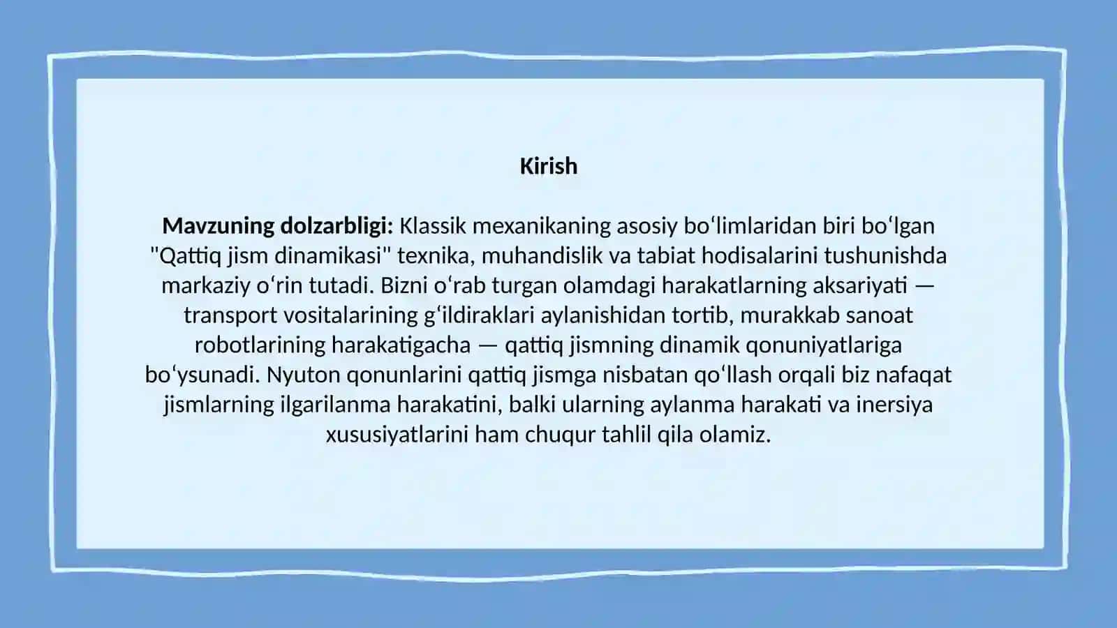 Qattiq jism dinamikasi (Nyuton qonunlarini qoʻllash) 3