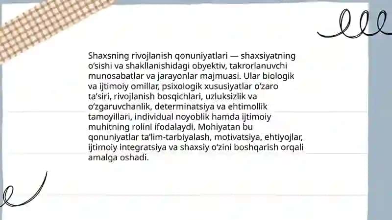 Shaxsning rivojlanish qonuniyatlari 3