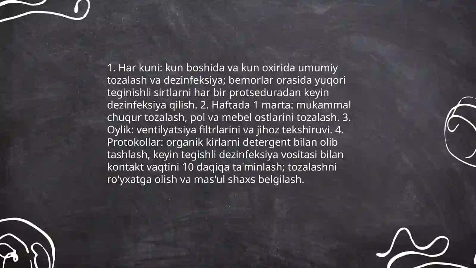 Stomatologik kabinet tozalash qoidalari 3