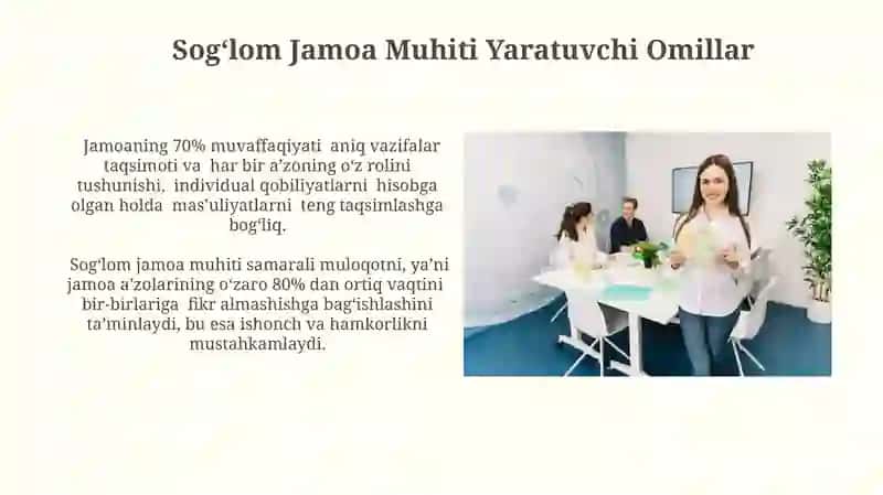 Sogʻlom Jamoa Muhiti Yaratuvchi Omillar 3