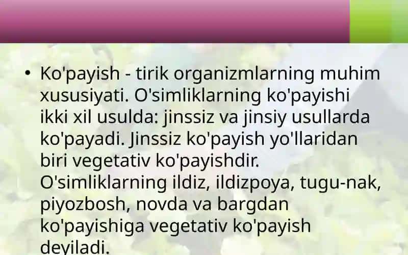 O'SIMLIKLARNI TABIY KO'PAYTIRISH 3