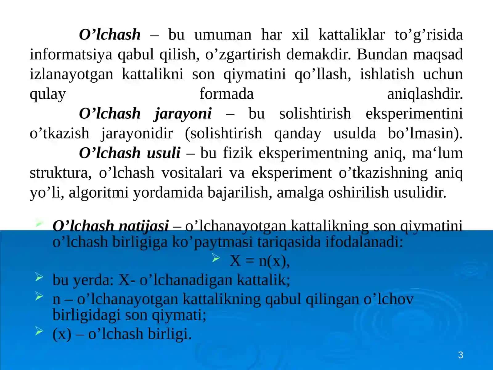 O’lchash usullari va vositalari 3