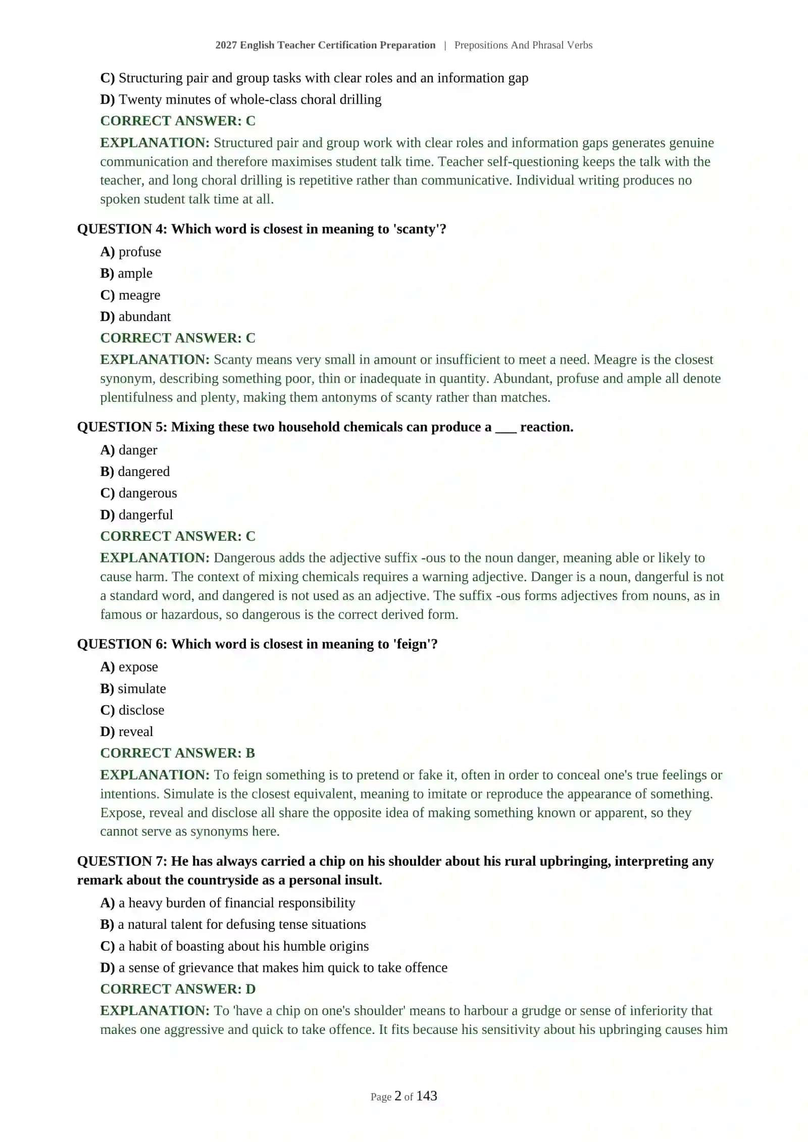 English Teacher Certification Preparation | Prepositions And Phrasal Verbs 3
