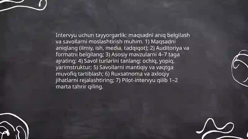 Intervyu olish va intervyu berish qoidalari 3