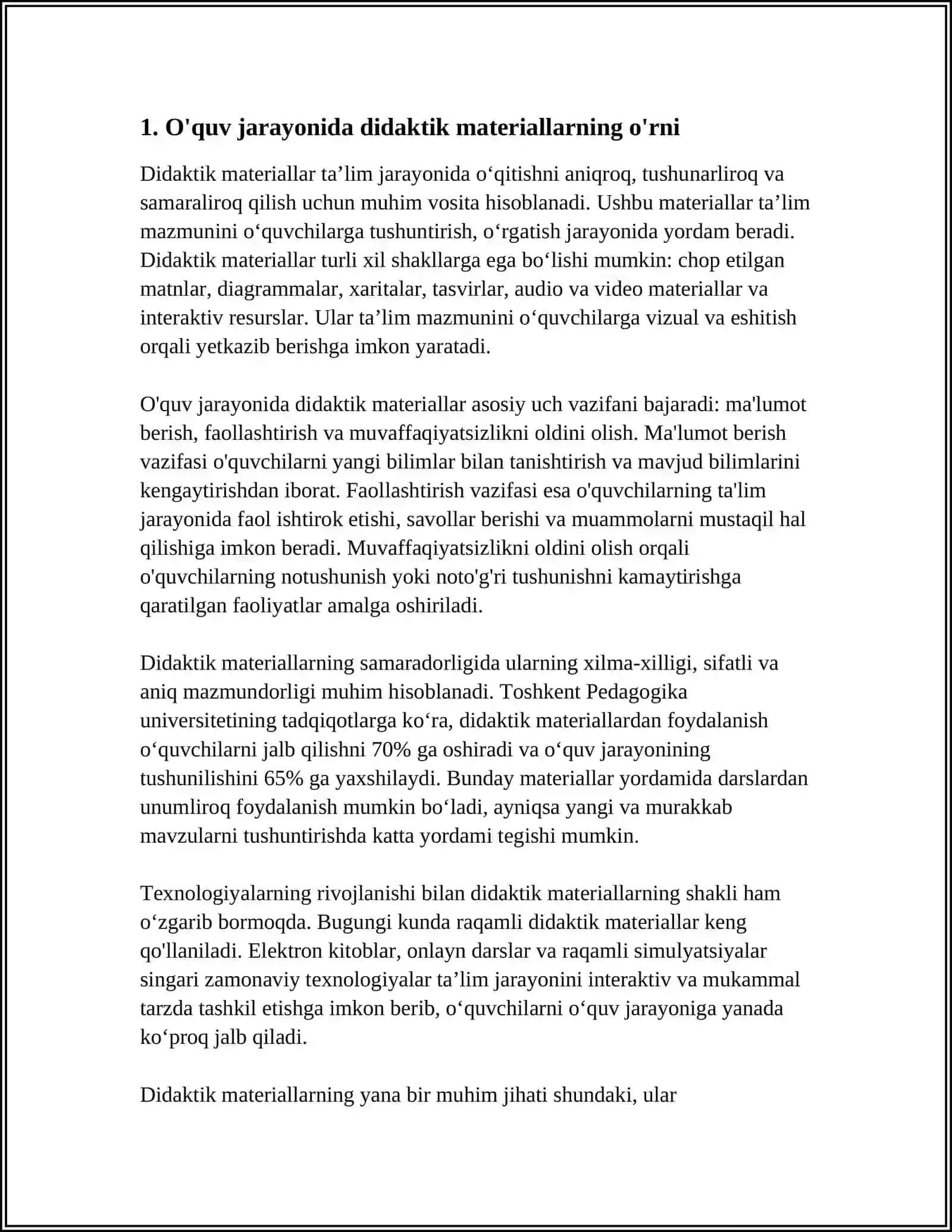 O'quv jarayonida didaktik materiallarning o'rni 3