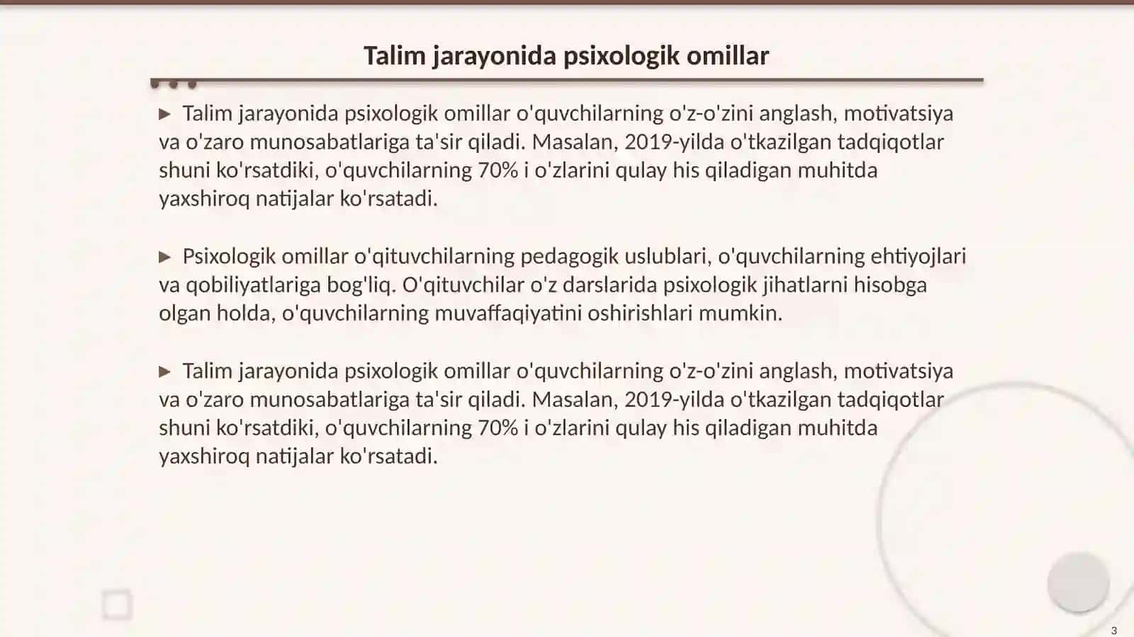 Talim va tarbiya jarayonining psixologik asoslari 3