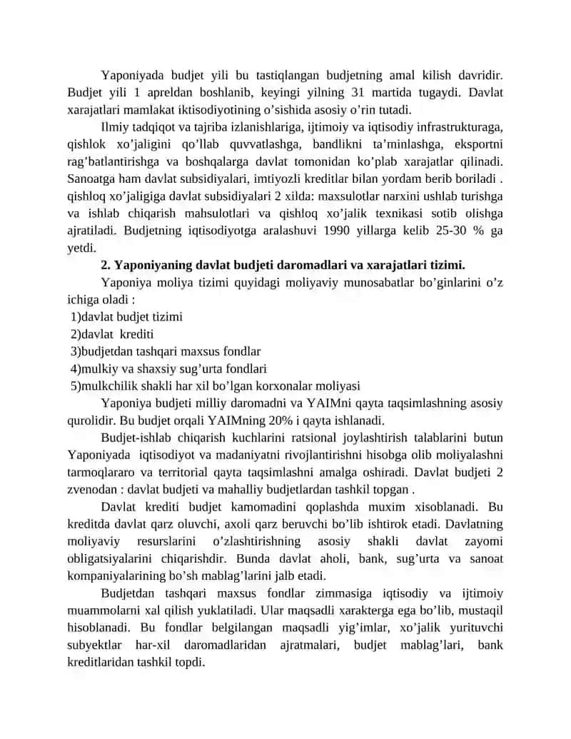Yaponiyaning g'aznachilik bo'limi faoliyati 3