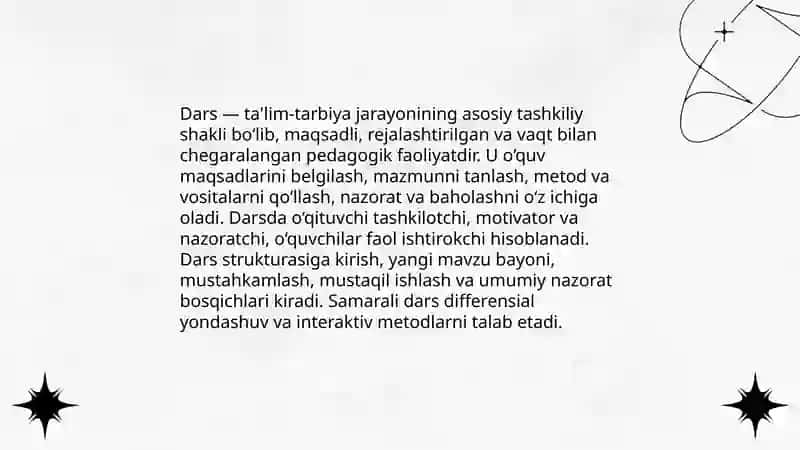 Dars o'qitishning asosiy tashkiliy shakli 3