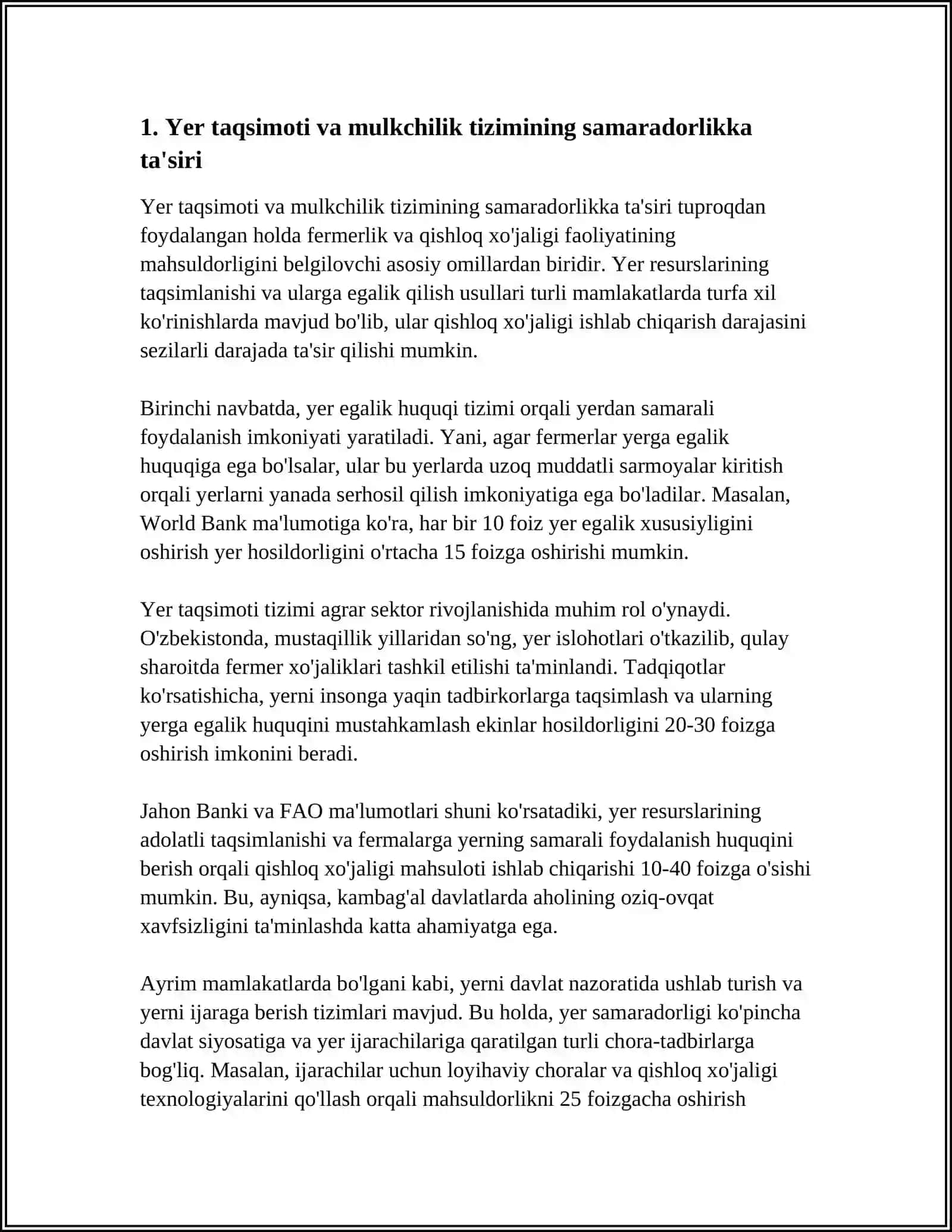Yer Resurslaridan Samarali Foydalanishning Iqtisodiy Muammolari 3
