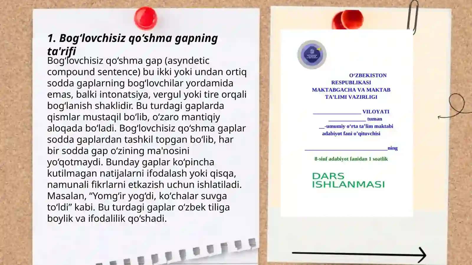 Bog‘lovchisiz qo‘shma gap haqida umumiy ma‘lumot 3