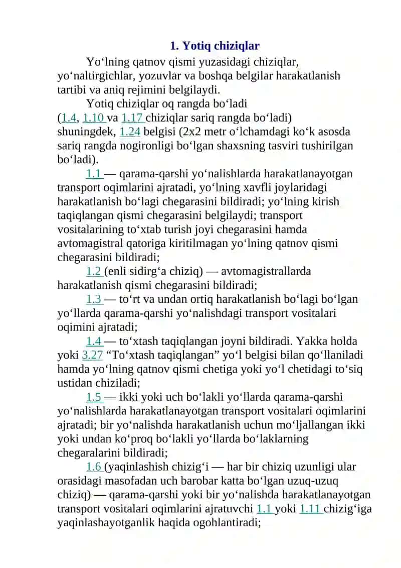 2026 Yo'l chiziqlari haqida Referat 3
