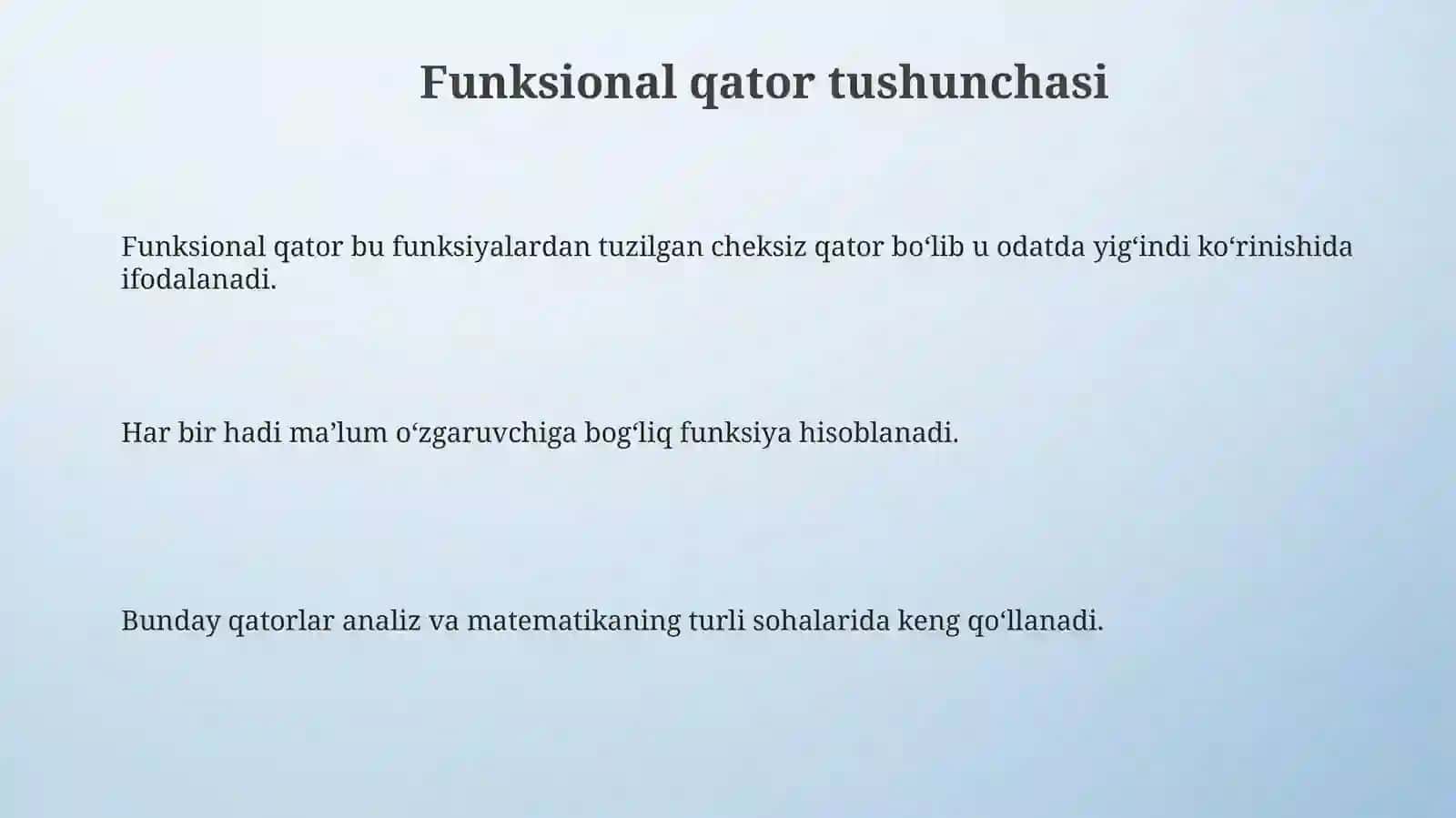 Funksional qatorning yaqinlashish sohasi 3