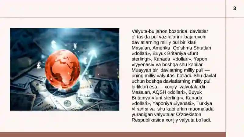 Jahon valyuta tizimida O`zbekistonning tutgan o`rni 3