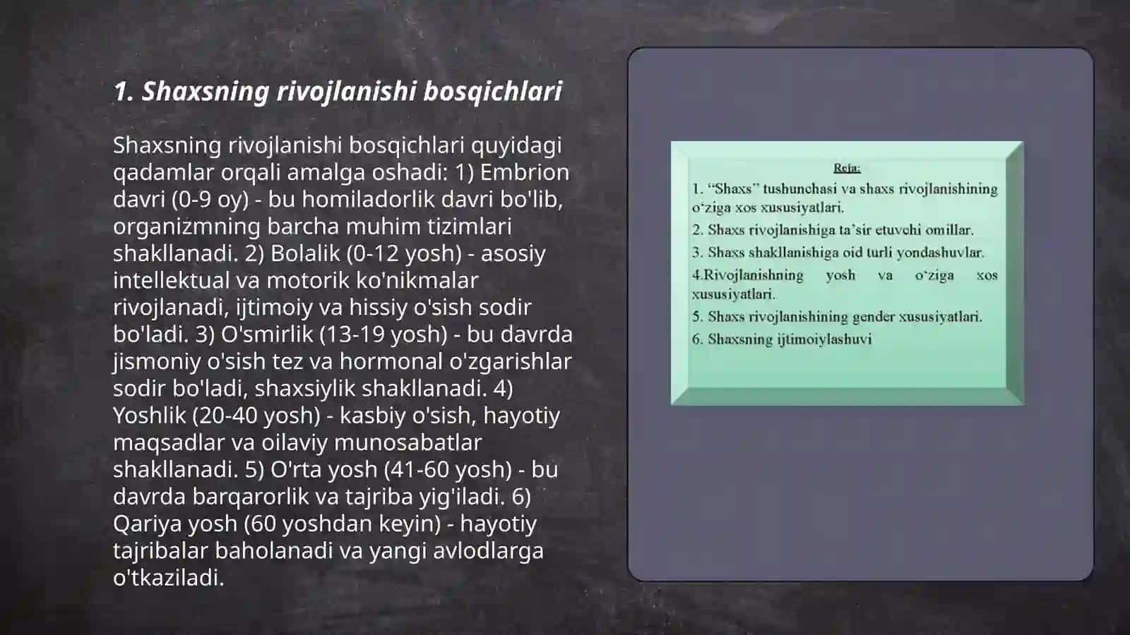 Shaxsning rivojlanishi bosqichlari 3