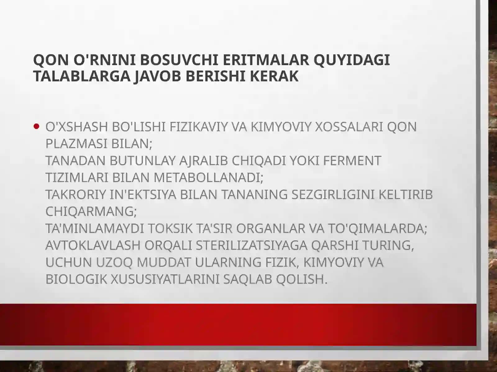 Qon o’rnini bosuvchi suyuqliklar 2026 YIL 3
