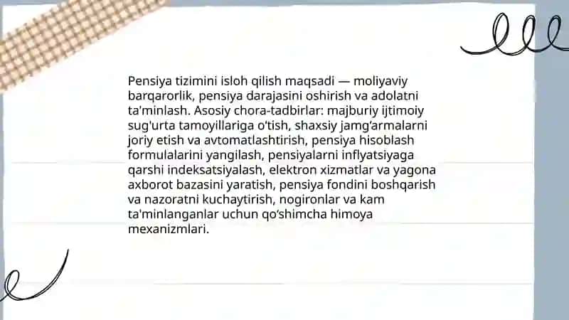 Pensiya tizimini isloh qilish 3