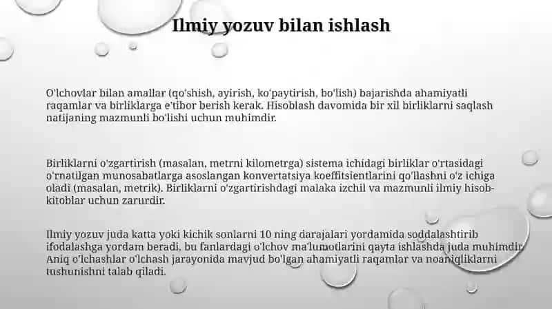 O'lchovlar bilan amallar 3