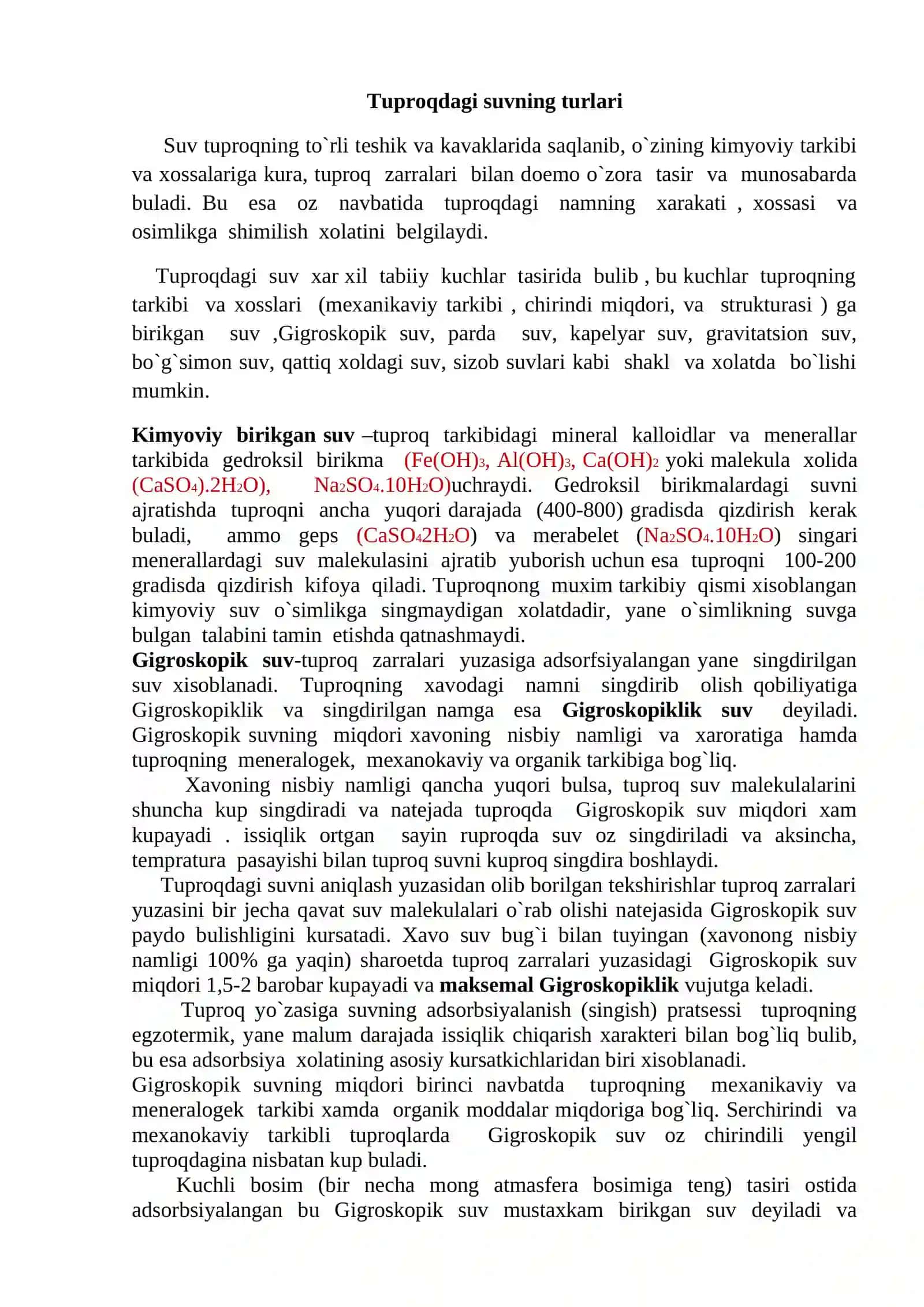 Tuproqdagi suv axamiyati va uning suv xossalari 3