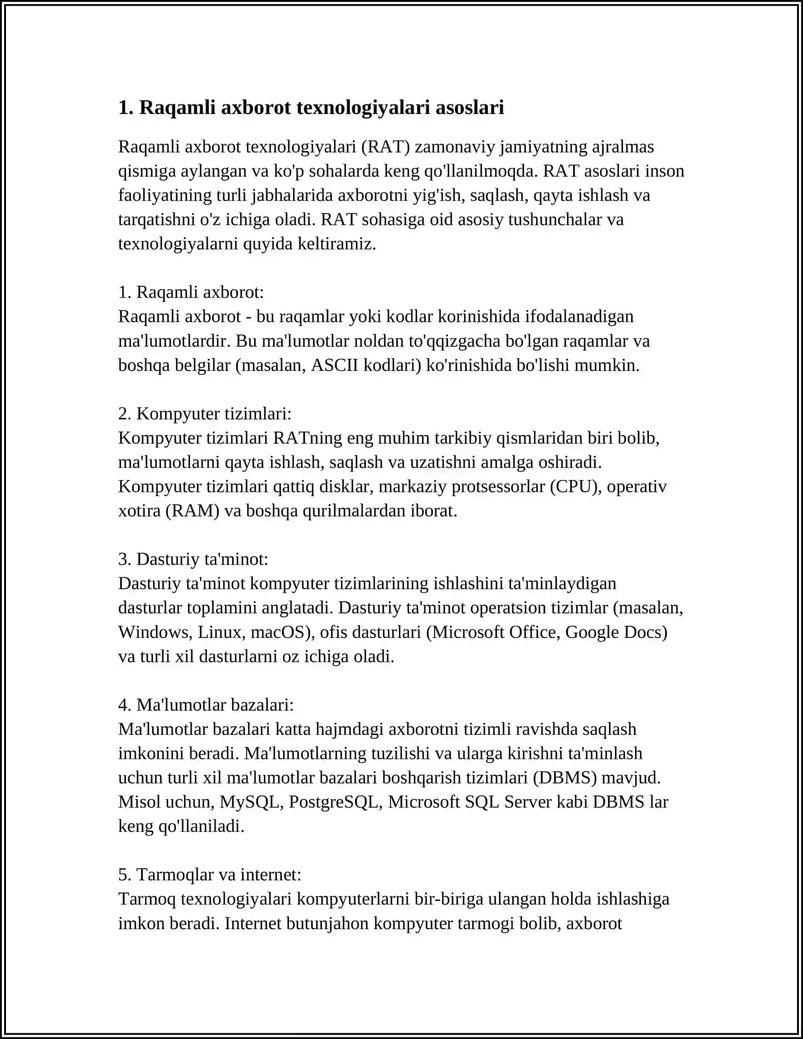 RAQAMLI AXBOROT TEXNOLOGIYALARI 3