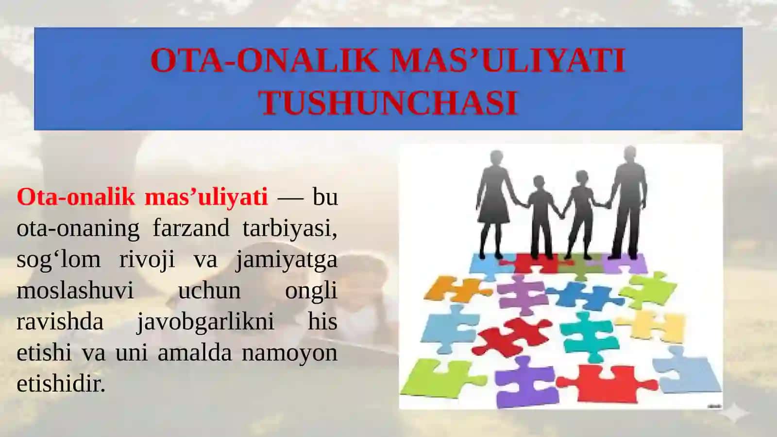 Oilada ota-onalik mas'ulyatini shakillantirish 3