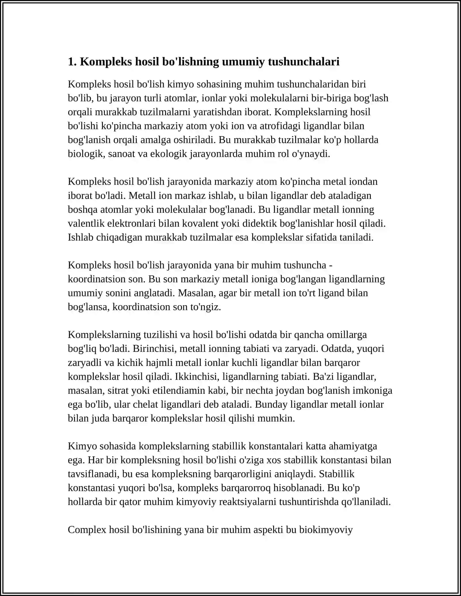 KOMPLEKS HOSIL BOʻLISH JARAYONLARI HAQIDA 3