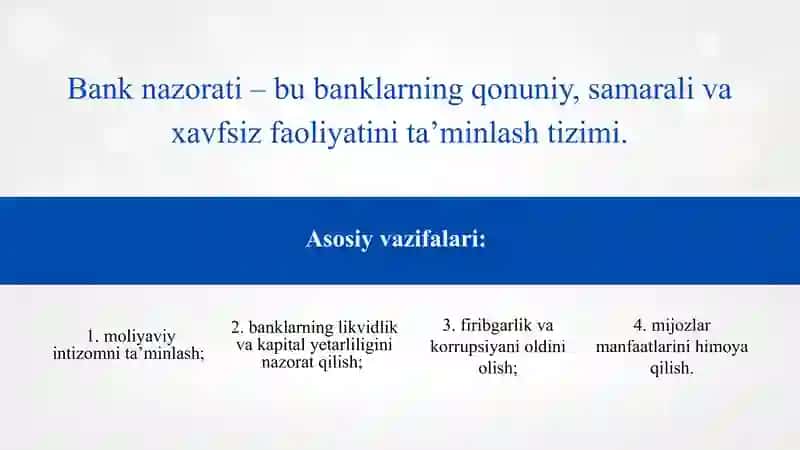 Bank nazoratini tashkil etish asoslari 3