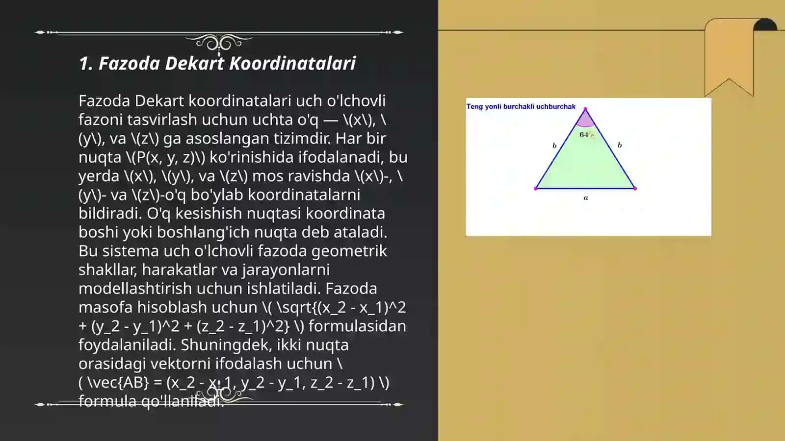 Fazoda Dekart Koordinatalari 3