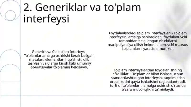 To'plam interfeysdan Foydalanib Dasturlar Tuzish 3