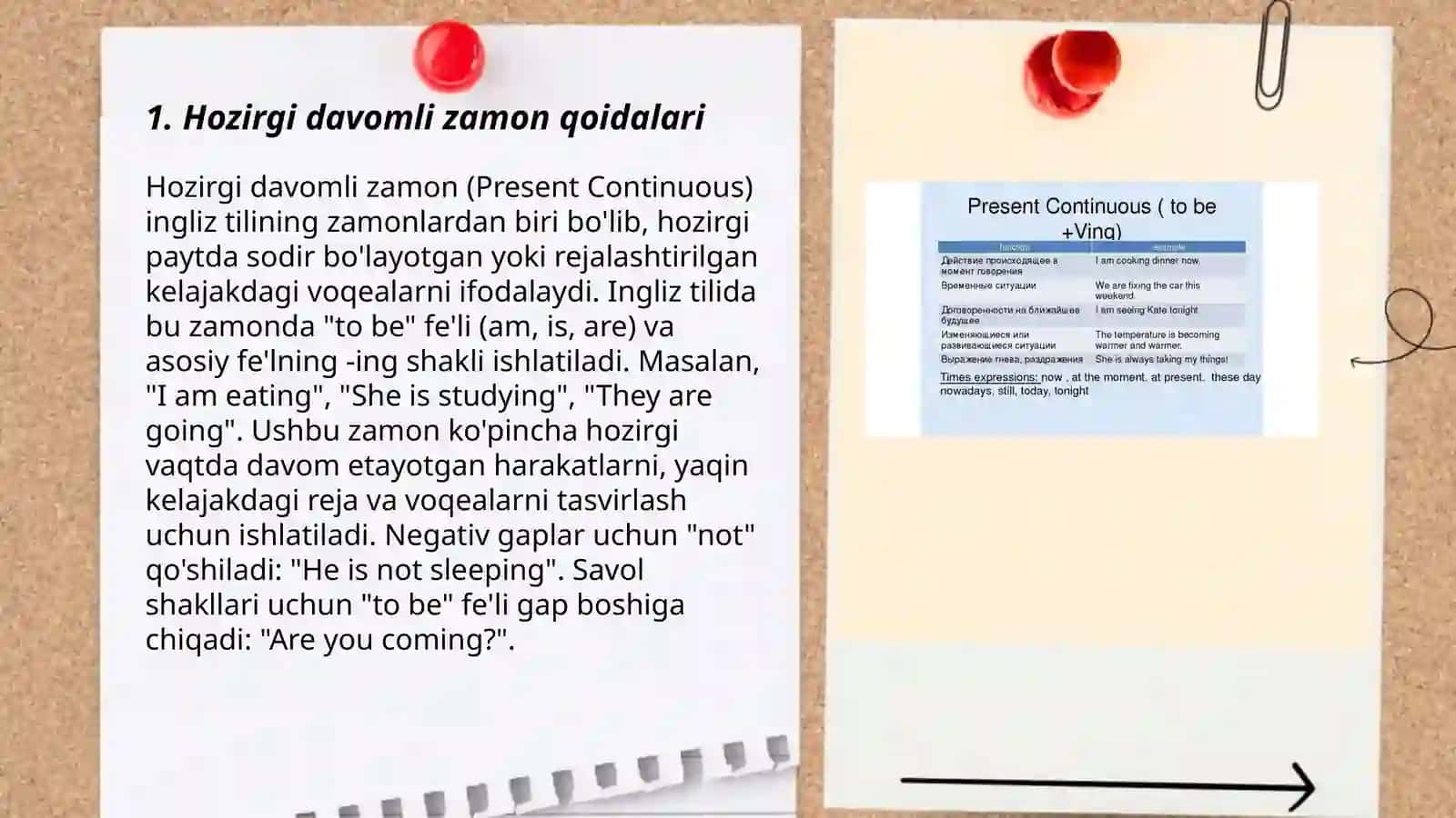 Hozirgi davomli zamon qoidalari 3