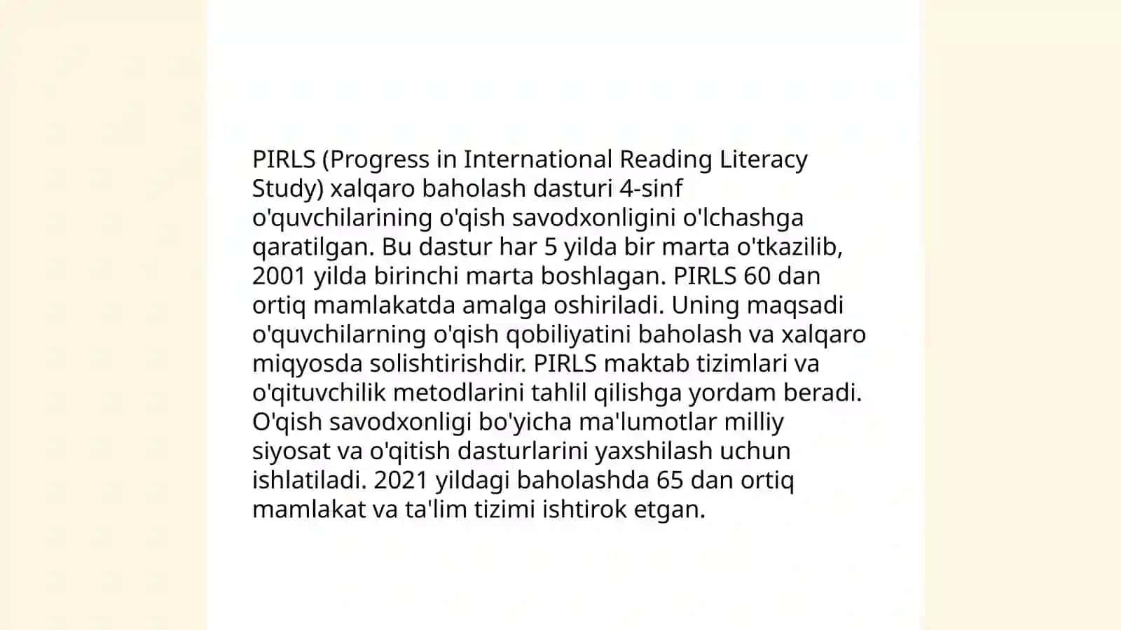 PIRLS xalqaro baholash dasturi 3