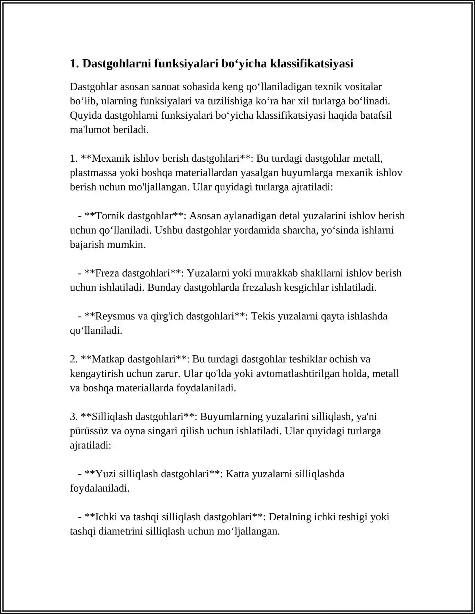 DASTGOHLAR KLASSIFIKATSIYASI TURLARI 3