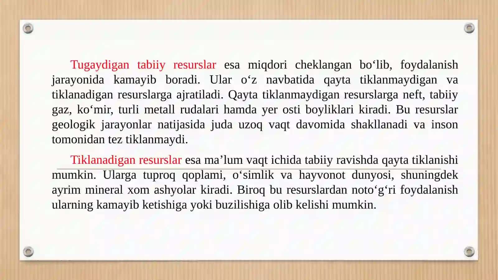 Oʻzbekiston tabiiy resurslardan oqilona foydalanish va muhofaza qilish masalalari 3