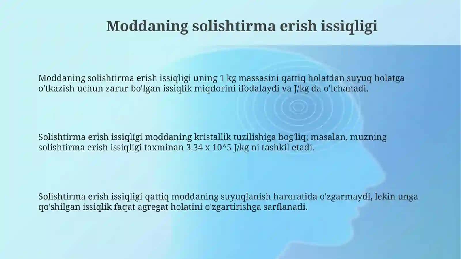 Moddaning solishtirma erish issiqligi 3