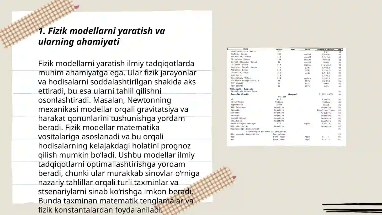 Fizik modellarning tahlili 3