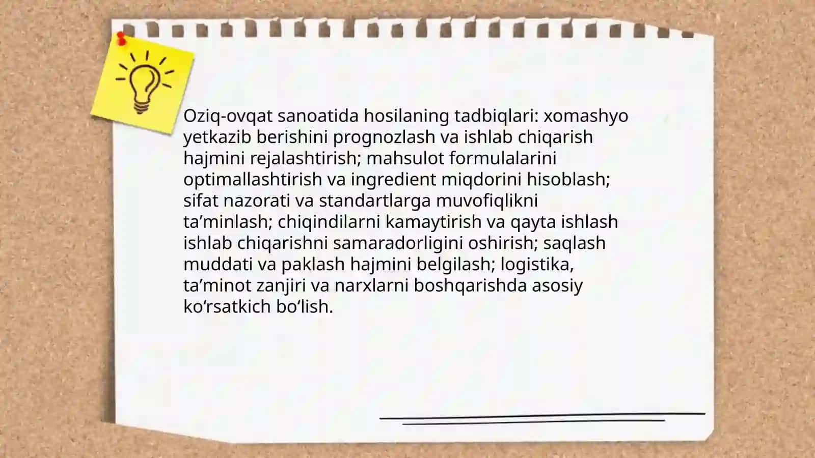 Oziq-ovqat sanoatida hosilaning tadbiqlari 3