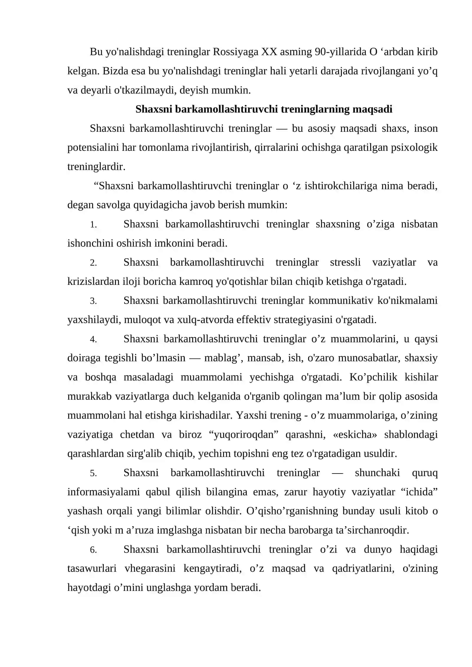 Shaxsni rivojlantirish treninglari haqida 3