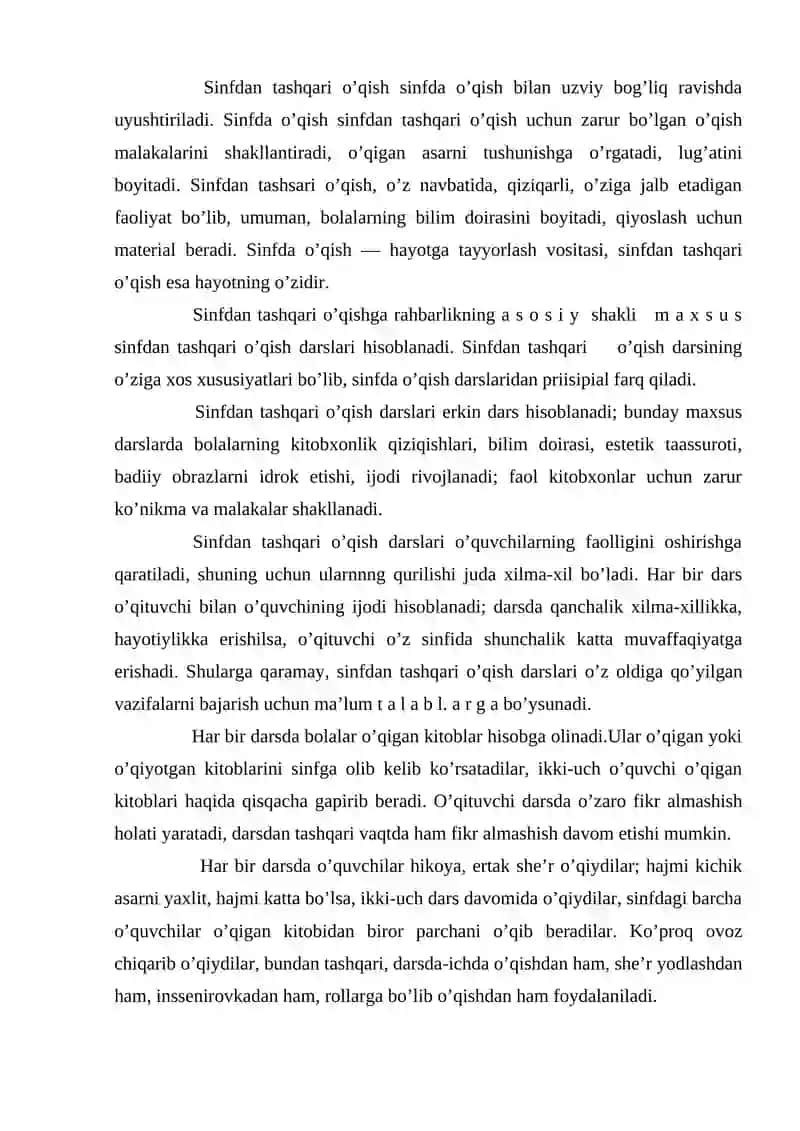 Sinfdan tashqari o’qish usuliyoti 3