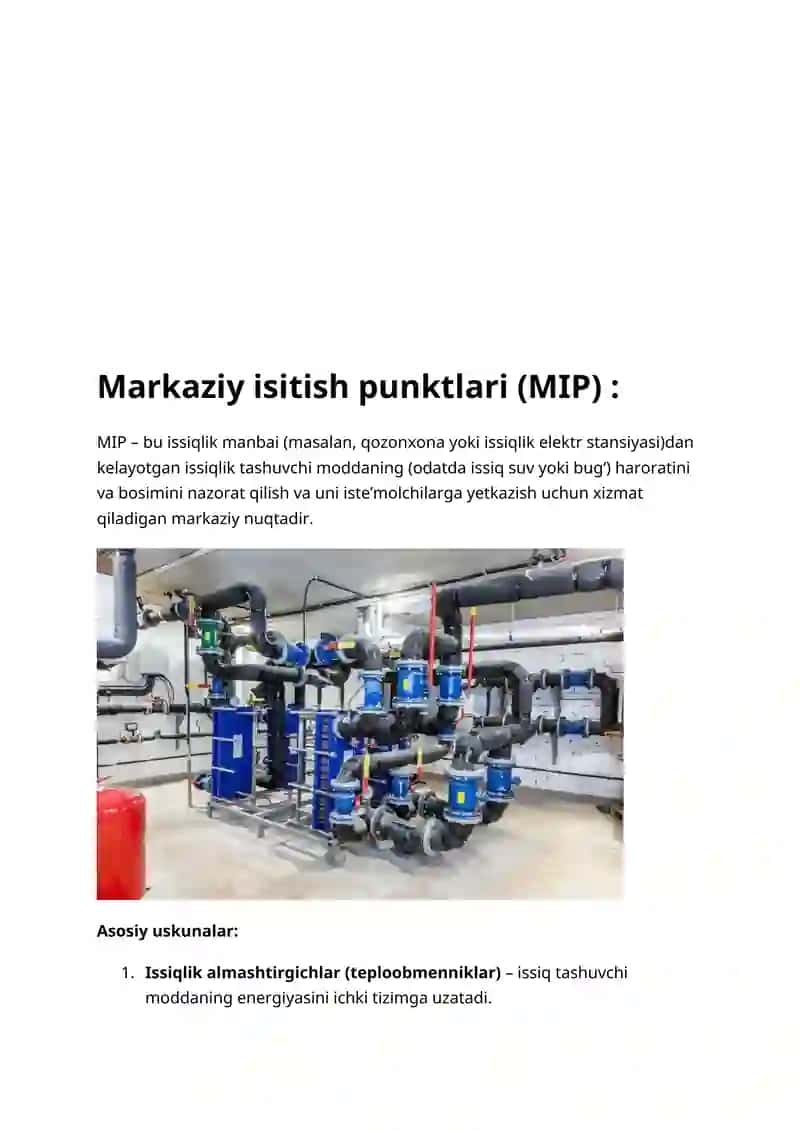 Markaziy isitish punktlari va mahalliy isitish punktlaridagi uskunalari 3