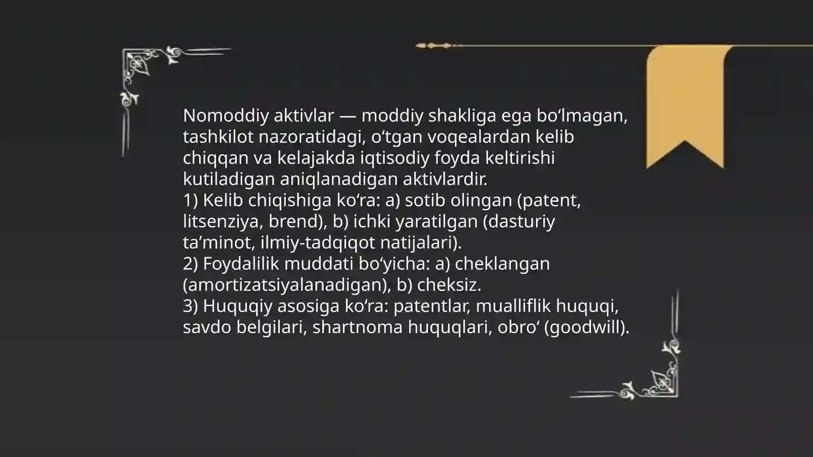 Nomoddiy aktivlarning harakatini hisobga olish 3