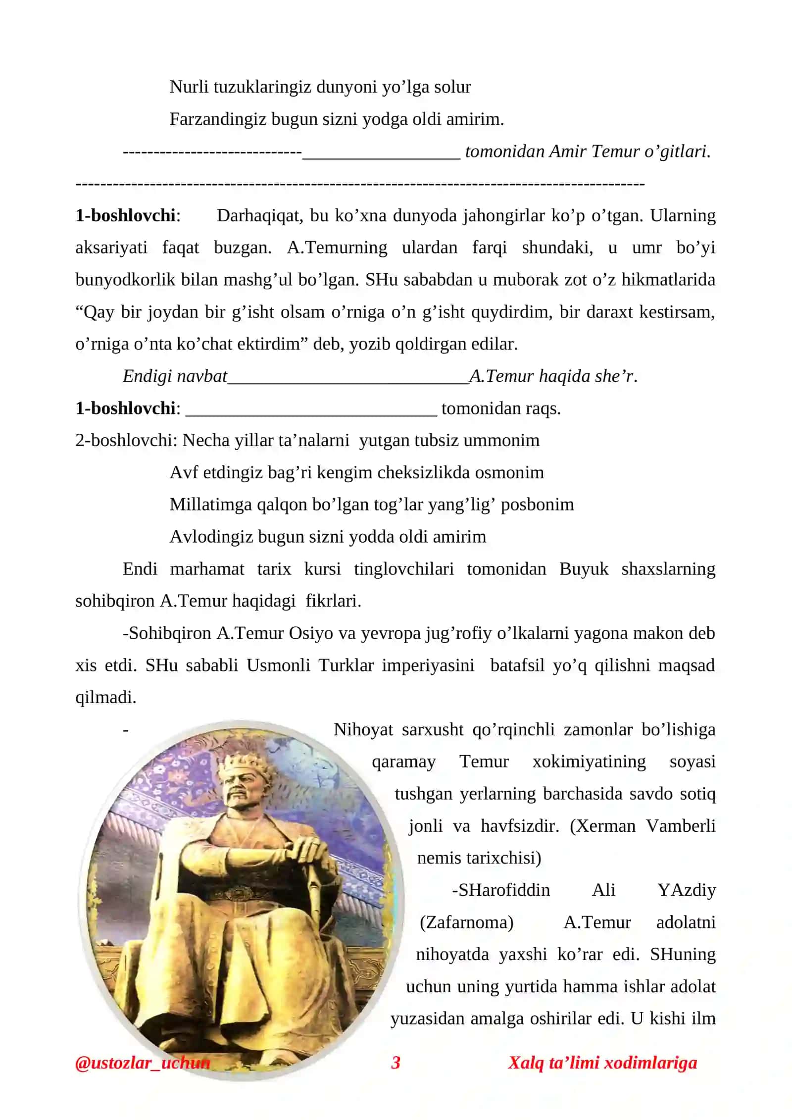 "Amir Temur buyuk sarkarda" 3
