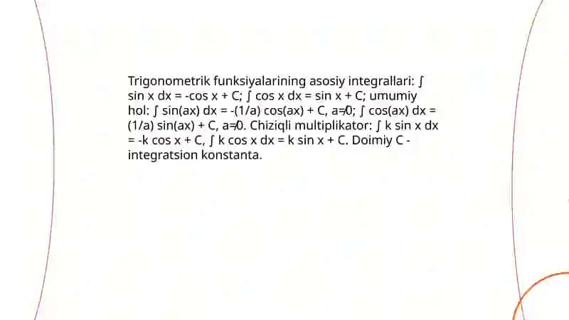 Trigonametrik funksiyalarni integrallash 3