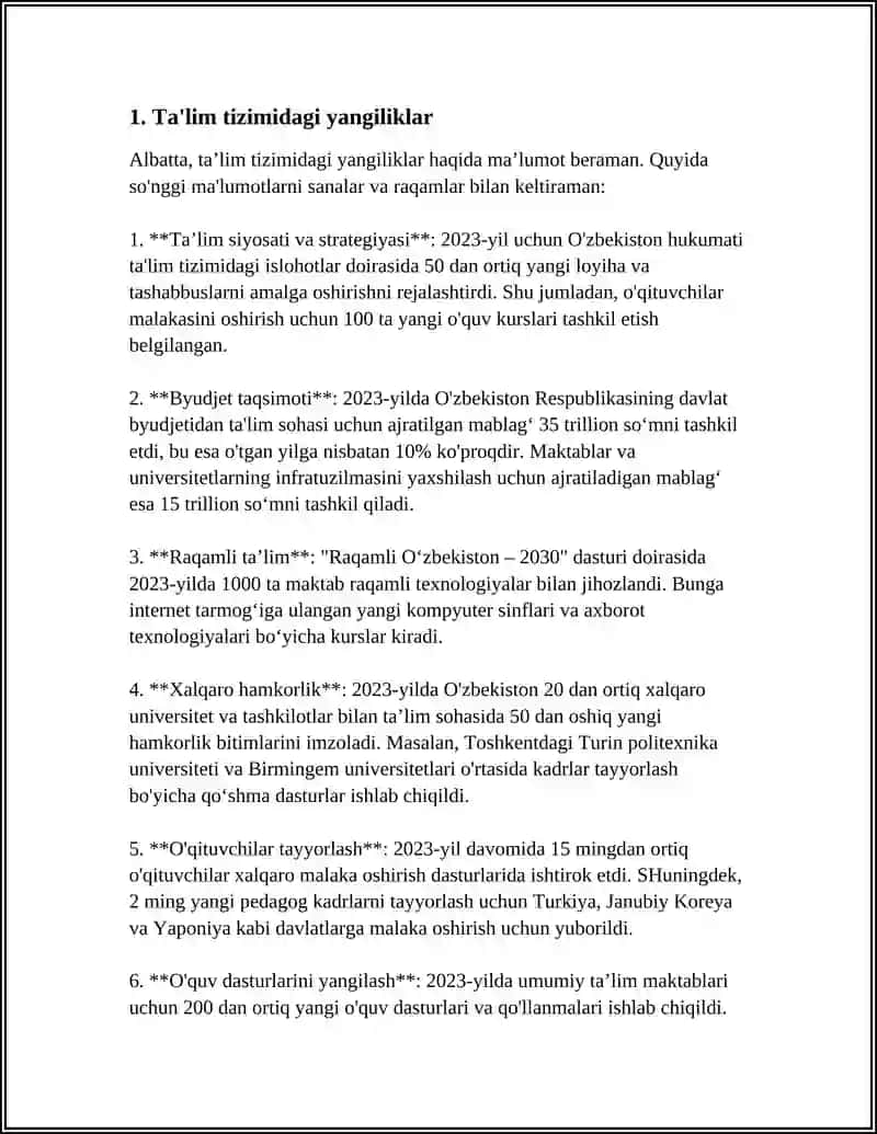 Ta'lim Tizimi Yangiliklari 3