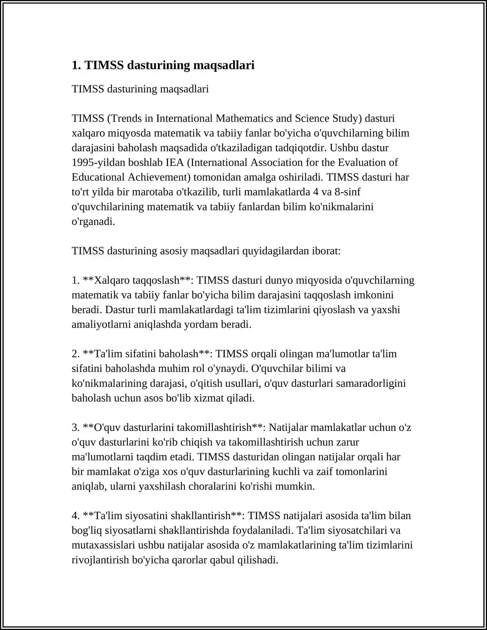 TIMSS XALQARO BAHOLASH DASTURI 3