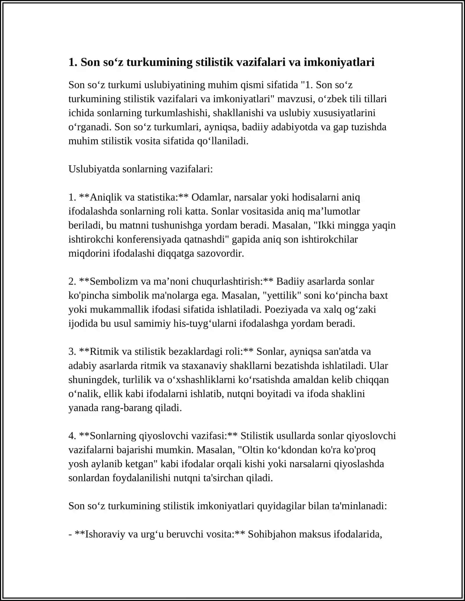SON SOʻZ TURKUMI USLUBIYATI 3
