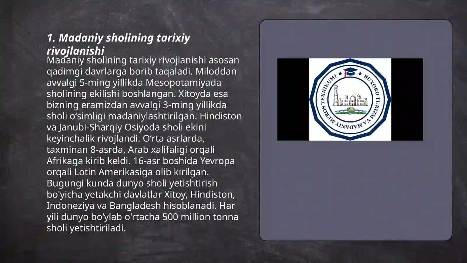 Madaniy sholining har-xilligi 3