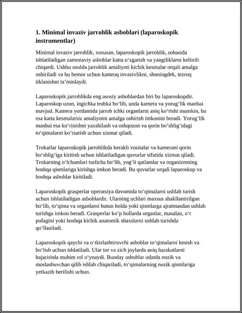 Minimal invaziv jarrohlik asboblari 3