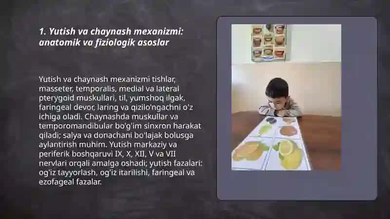 Yutish va chaynashga o'rgatish texnikasi 3